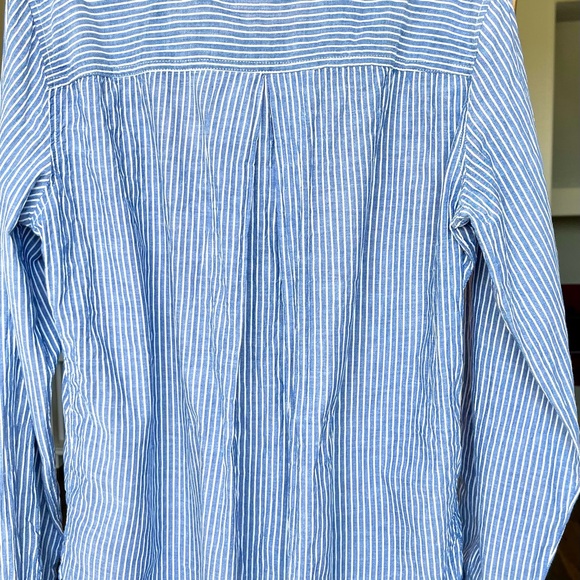DARLING Blue & White Striped Button Down Shirt Large - Picture 4 of 6
